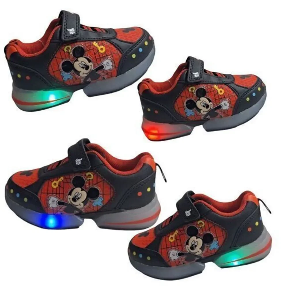 MICKEY Boys Light-Up Shoes Sneakers Toddlers Size 10 (18 Cm) New color Red Black